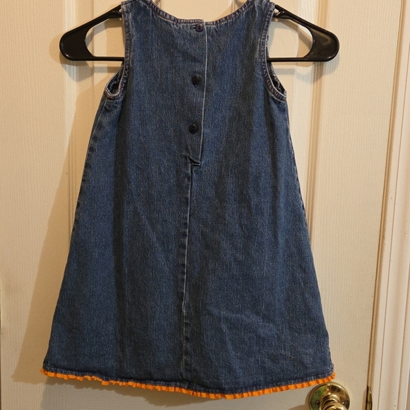 B.T. Kids Girls Denim jumper Dress Fall Fashion Appliqué Size 5 - Picture 4 of 8